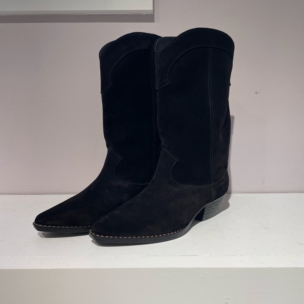 BRAND NEW: Frēda Salvador black suede cowboy boot